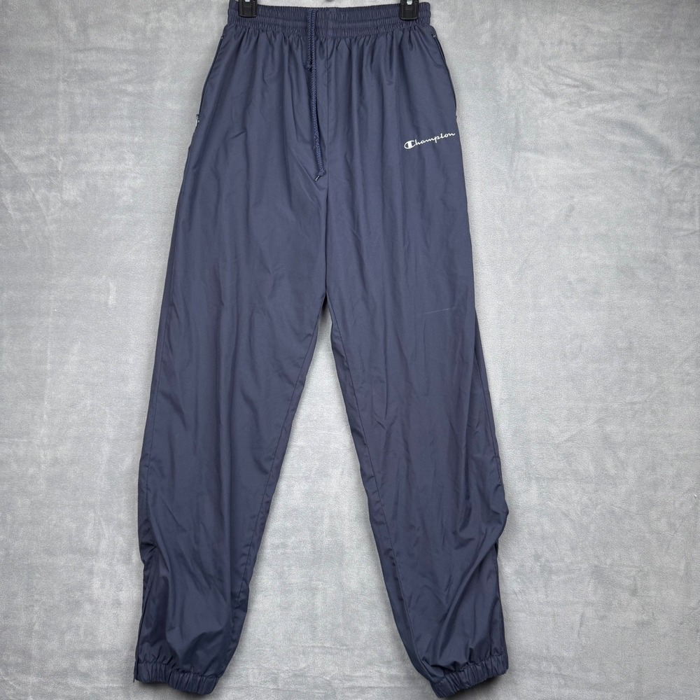 Champion Mens‎ Medium Blue Nylon Track Pants Joggers Athletic Sportswear